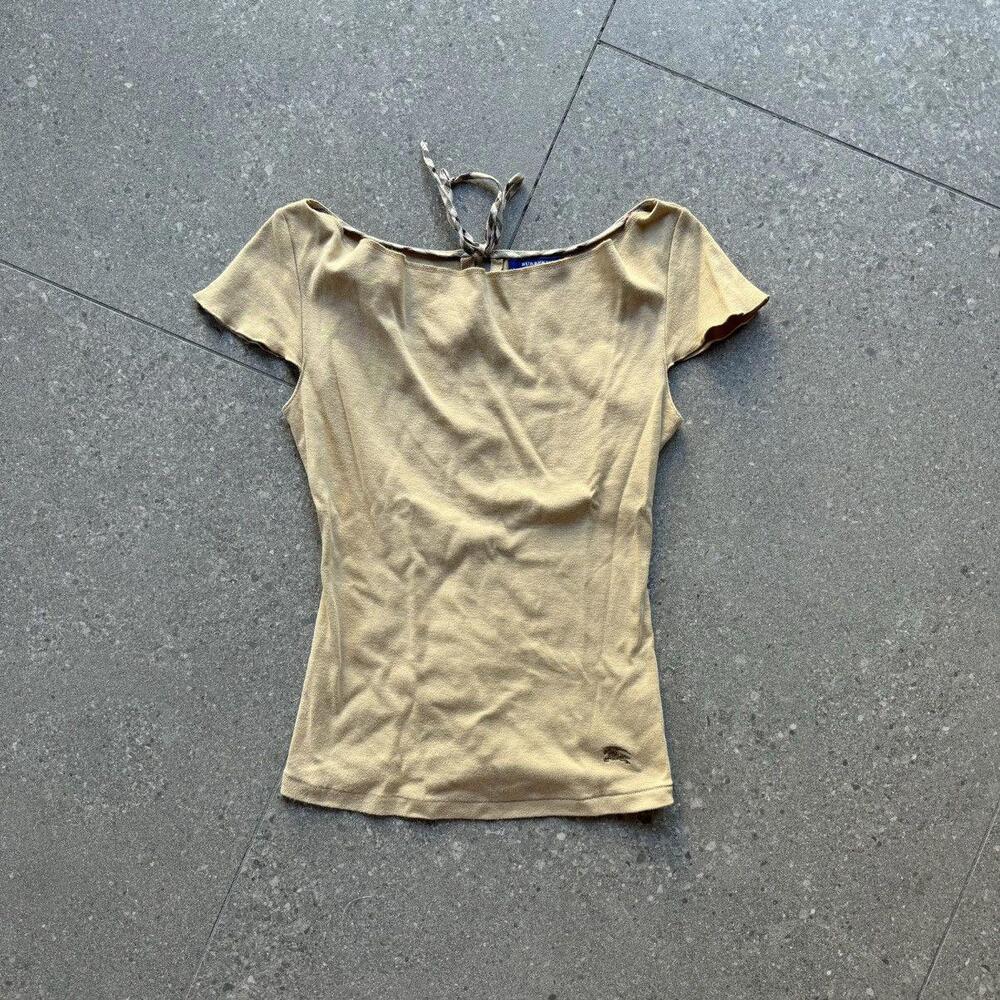 burberry brown plaid tie top